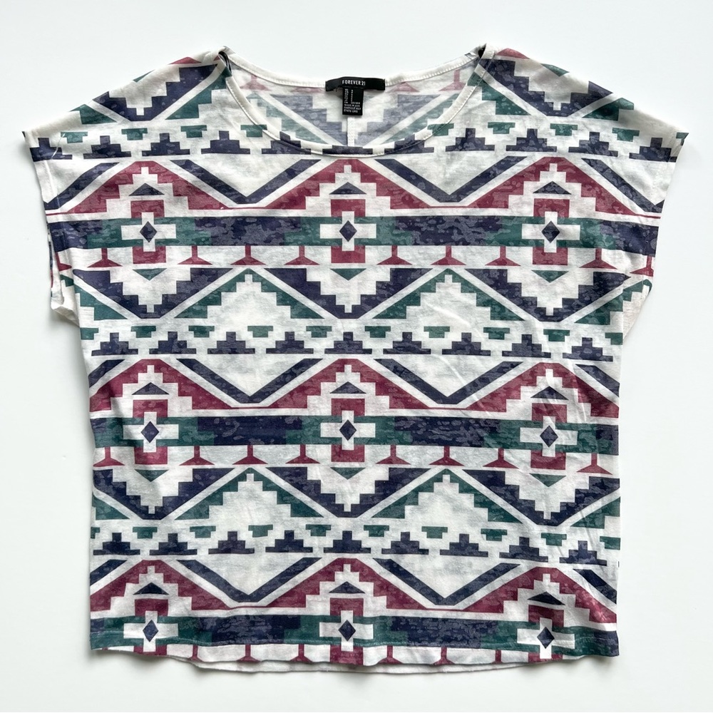 Forever 21 Multicolor Tribal T-Shirt, Small